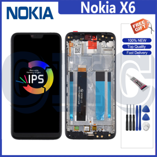 Dành Cho Nokia X6 X5 LCD Có Khung Màn Hình Hiển Thị Số Hóa Màn Hình Cảm Ứng Nokia 6.1 5.1 Plus LCD T