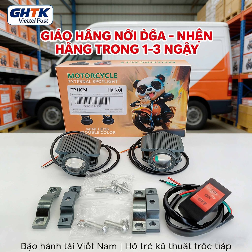 【COD】Đèn Trợ Sáng Mini W2 4 Chế Độ Sáng - Tích Hợp Auto Passing - Bản Mới Nhất 2026