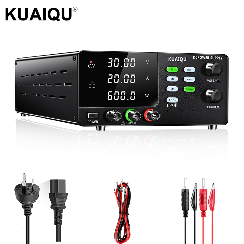 KUAIQU DC POWER SUPERY Có thể điều chỉnh 30V 20A 30V 30A 60V 10A 15V 30A Lab DC Power Supply Bóng bá