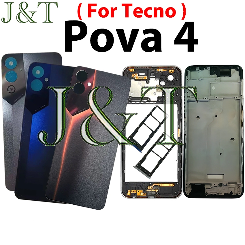 Dành Cho Tecno LG7 Pova 4 LG7 LG7n Pin Ốp Lưng Nhà Ở Khung Giữa + Nút + LCD Khung Trước + Khung Came