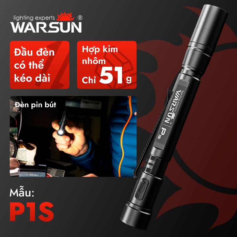 WARSUN P1S Đèn LED 2 trong 1 Type-C USB Sạc Lý Tưởng Y Tế Sơ Cứu Làm Việc Cắm Trại Hike