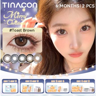  【HOT SALE Kính áp tròng TINACON 6 tháng Nâu 1 cặp lens cận Mềm mại cho mắt Thích hợp trang điểm Đường kính 14.2-14.5 