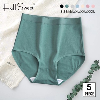 5 Cái Quần Lót Cotton FallSweet Nữ Eo Cao Thoải Mái Màu Trơn Plus Size M-XXXL
