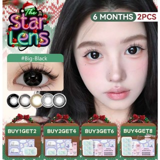  Kính áp tròng Starlens 1 cặp 6 tháng DIA14.-14.5mm mắt búp bê có độ  0-8  kính áp tròng màu đen lớn 
