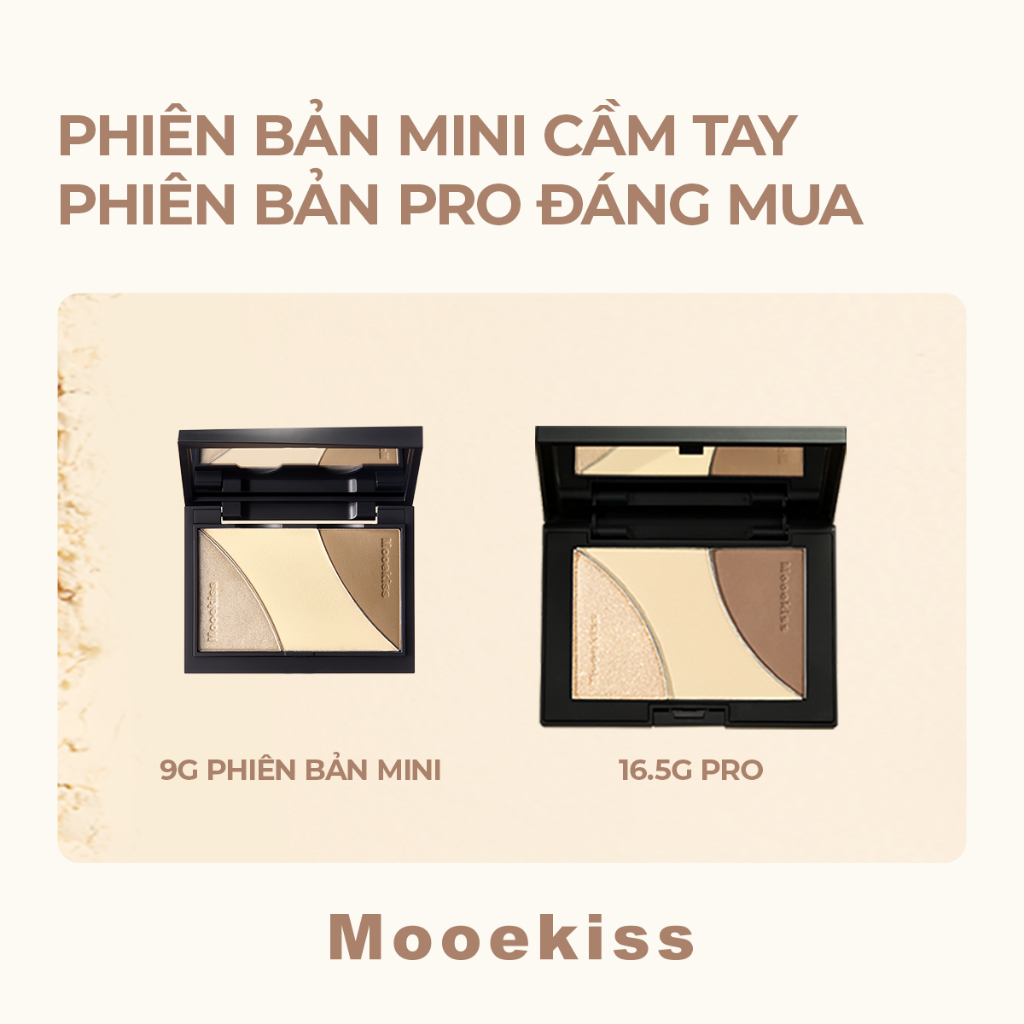 [Live Combo 16.5gx2] Combo 2 bảng tạo khối Mooekiss 3 màu giúp định hình khuôn mặt rõ nét 16.5g | BigBuy360 - bigbuy360.vn