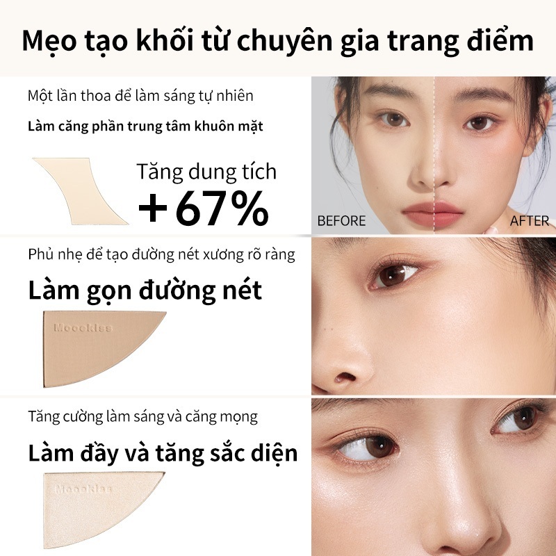 [Live Combo 16.5gx2] Combo 2 bảng tạo khối Mooekiss 3 màu giúp định hình khuôn mặt rõ nét 16.5g | BigBuy360 - bigbuy360.vn