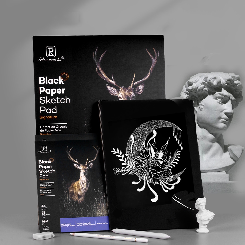 Sách phác thảo giấy đen A4 A5 Phác thảo Pad Giấy đen 150GSM