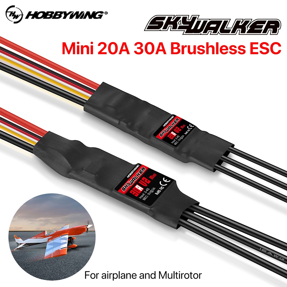 Hobbywing Skywalker 20A 30A V2 Mini 4S Bộ điều khiển tốc độ ESC không chổi than với UBEC cho máy bay