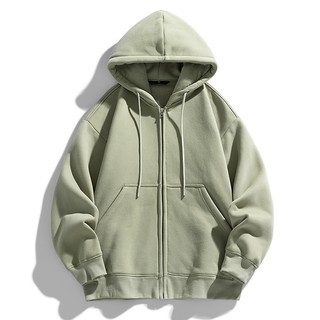  Áo hoodie dáng rộng màu trơn kiểu Mỹ Áo hoodie có dây kéo cỡ lớn dành cho nam Đơn giản thoải mái và ấm áp 
