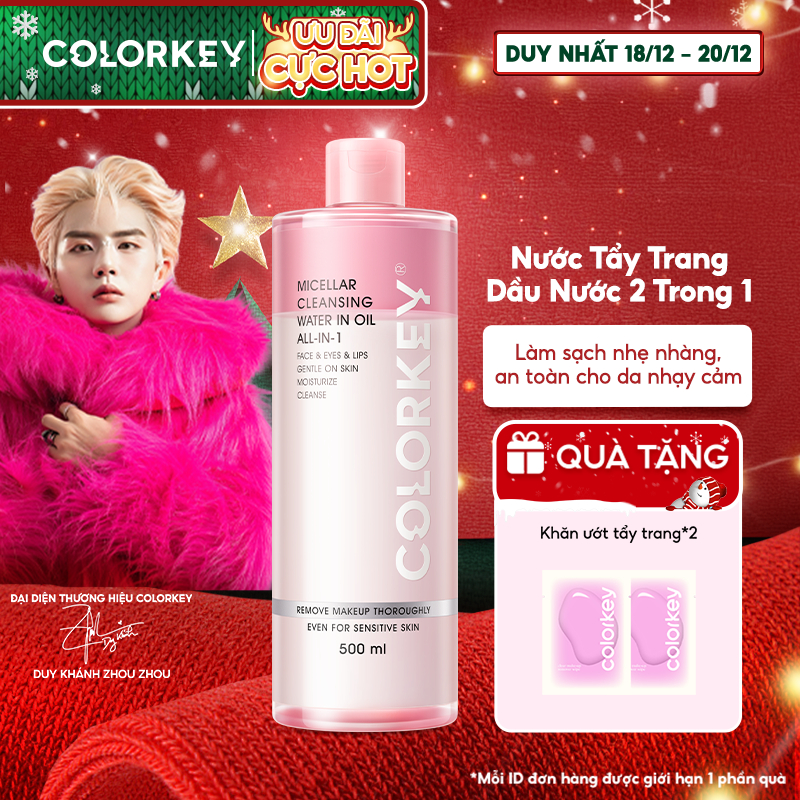 Nước Tẩy Trang Có Dầu COLORKEY, Tẩy Trang Sạch Mọi Lớp Makeup, Dịu Nhẹ, Dưỡng Ẩm 500ml | BigBuy360 - bigbuy360.vn