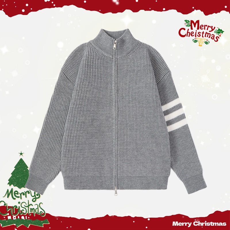  Áo len cardigan nam dệt kim phong cách Hàn Quốc cổ đứng có hai túi và khóa kéo phù hợp mùa đông 