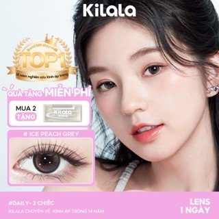  Kính áp tròng Kilala lens 1 ngày màu xám Ice Peach Grey   DIA 14.5mm có độ  0-7  10 chiếc & 2 chiếc 