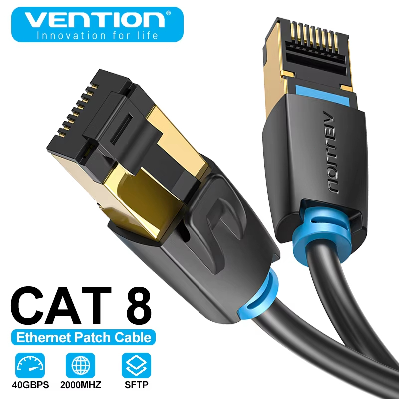 Vention CAT8 Cáp Ethernet 40Gbps 2000 MHz Cat 8 RJ45 Mạng Lan Dây Miếng Dán Cho Router Modem Interne