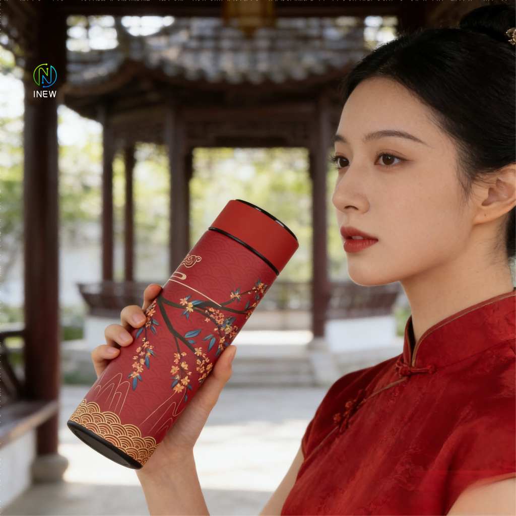 Bình giữ nhiệt inox thông minh hiển thị nhiệt độ, dạng thẳng dùng trên xe, dày hơn | BigBuy360 - bigbuy360.vn