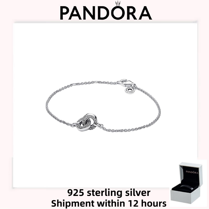 PANDORA Vòng tay chuỗi Pavé đan xen bạc S925 chính hãng
