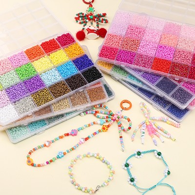 Thủy tinh hạt 3mm màu sắc đa dạng, phù hợp DIY làm trang sức vòng tay và vòng cổ