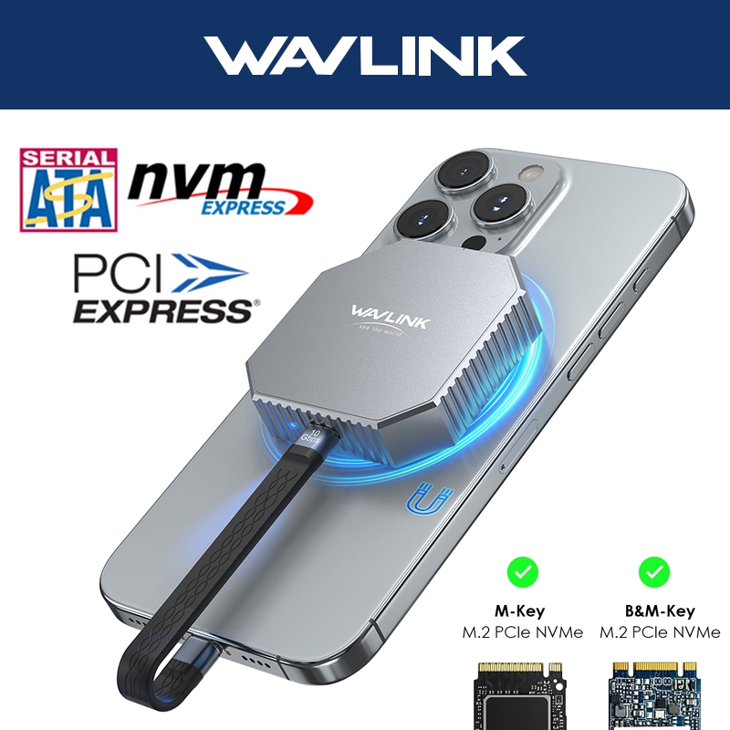 WAVLINK Từ M.2 2230 NVMe SSD Enclosure 10Gbps USB C sang NVMe Adapter lên tới 8TB