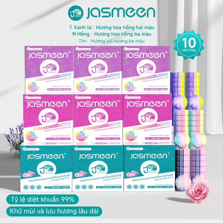 Viên Thả Rửa Bồn Cầu JASMEEN Vệ Sinh WC Phiên Bản Nâng Cấp - Làm Sạch, Khử Mùi, Diệt Khuẩn, Thơm 90 Ngày【Chất lượng cao cấp】