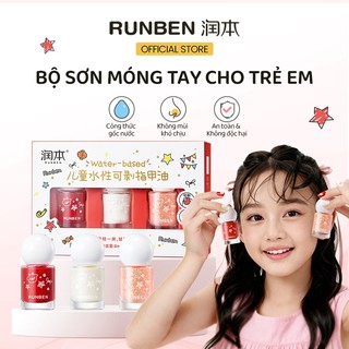  RUNBEN Ba Màu Sơn Móng Tay lột được cho trẻ em đồ chơi bé gái an toàn không độc hại Quà tặng Giáng sinh 3 chai hộp 