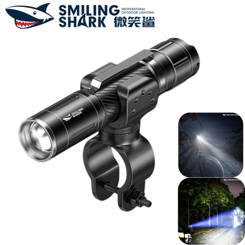 Đèn LED SMILING SHARK Đèn xe đạp Super Bright Đèn xe đạp có thể sạc lại 3Mode Type-c 18650 Đèn xe đạ
