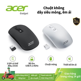  Acer Chuột không dây cho máy tính xách tay Chuột máy tính mỏng 2.4 GHz với 4 nút 3 dpi có thể điều chỉnh Đầu thu USB-A 1600 dpi Tương thích với PC   Mac   Máy tính để bàn   Máy tính 