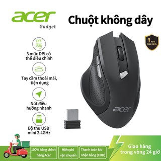  Chuột không dây acer cho máy tính xách tay Chuột máy tính 2.4GHz không dây với 6 nút 3 dpi có thể điều chỉnh Đầu thu USB-A 1600 dpi chuột gaming không dâ Tương thích với PC   Mac   Máy tính để bàn   Máy tính 