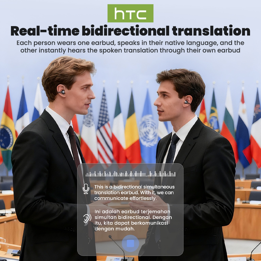 HTC NE67  Tai nghe dịch thuật thời gian thực thông minh AI Tai nghe không dây Bluetooth 6.0 Tai nghe nhét tai cho IOS / Android / PC | BigBuy360 - bigbuy360.vn