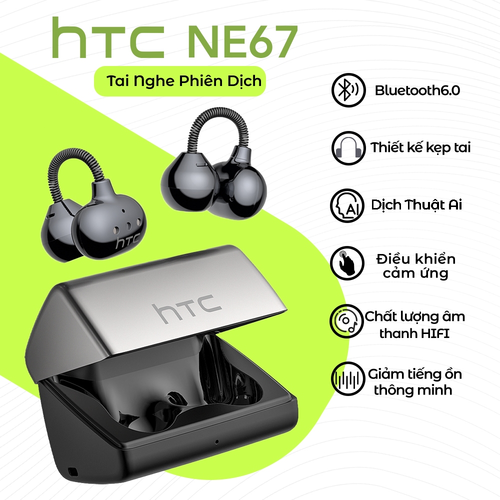 HTC NE67  Tai nghe dịch thuật thời gian thực thông minh AI Tai nghe không dây Bluetooth 6.0 Tai nghe nhét tai cho IOS / Android / PC | BigBuy360 - bigbuy360.vn