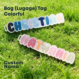 Thẻ hành lý Acrylic tùy chỉnh | Phong cách văn bản đầy màu sắc | Tên tùy chỉnh
