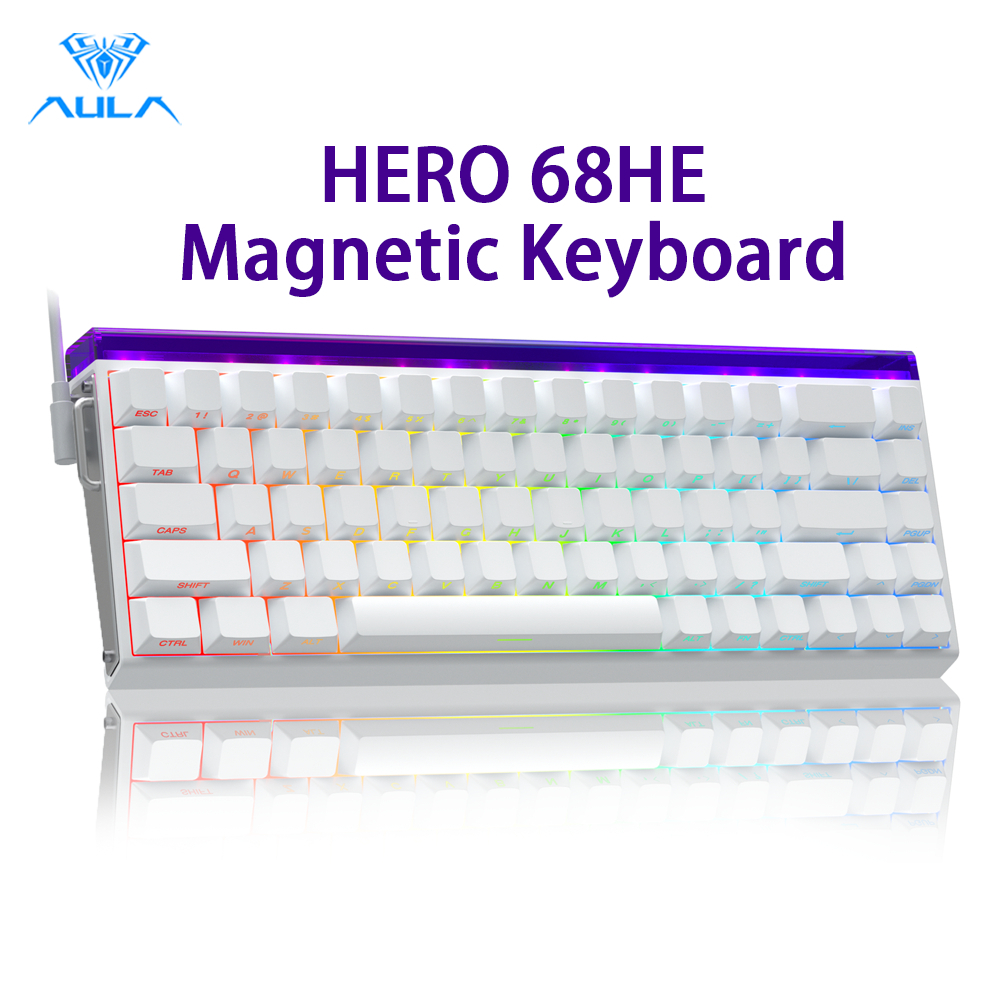 Aula HERO 68HE Bàn phím cơ RT từ tính 68Keys Bàn phím Pudding RGB có dây 8Khz có kích hoạt nhanh Côn