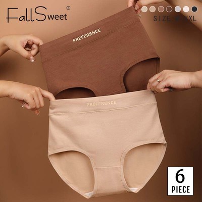 Fallsweet 3/6 Cái Nữ Plus Kích Thước Quần Lót Cotton Nguyên Chất Eo Cao Mềm Quần Đùi Thoáng Khí Thân Thiết Underware M-2XL