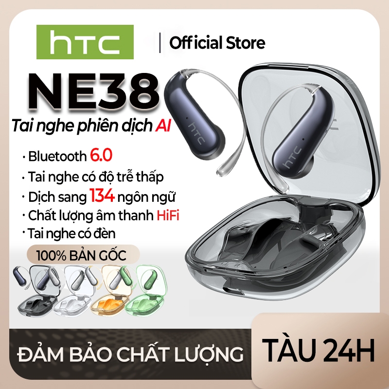 HTC NE38 Tai nghe dịch thuật Tai nghe Bluetooth 6.0 hỗ trợ dịch 134 ngôn ngữ, tai nghe không dây Bluetooth có micrô, hộp sạc trong suốt, chống nước IPX5 | BigBuy360 - bigbuy360.vn