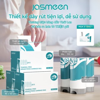   MUA 3 TẶNG 1  Combo 4 hộp túi rác có quai xách JASMEEN - Kích thước 45*50 cm - Thiết kế dày hơn chịu nhiệt tốt- Hương hoa nhài 