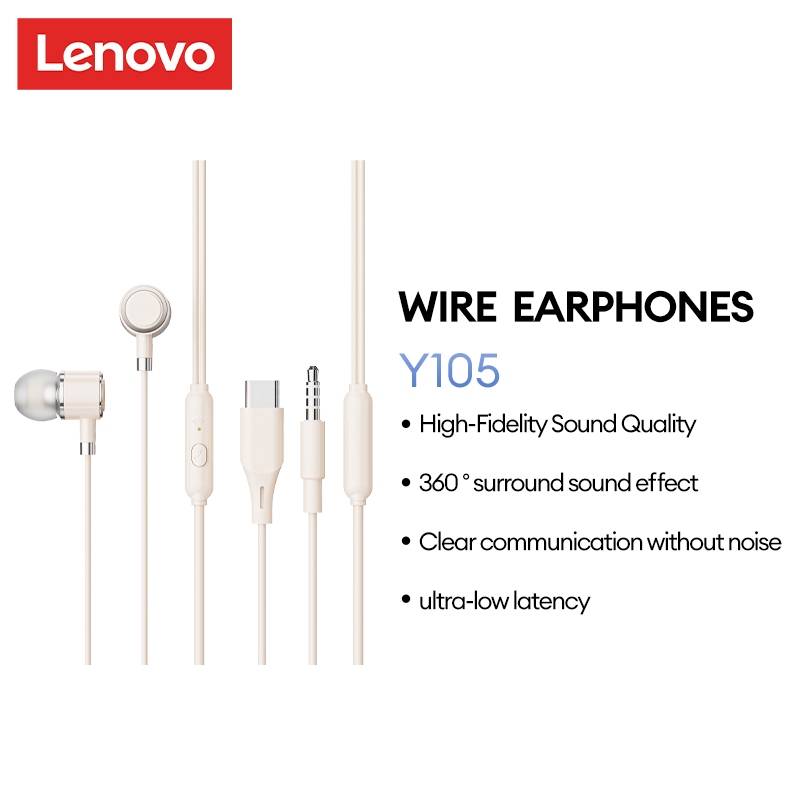 Tai nghe có dây Lenovo Y105 Hiệu ứng âm thanh HIFI Độ trễ thấp 360 ° Âm thanh vòm Micro độ phân giải cao Đồng bộ hóa âm thanh nghe nhìn Cuộc gọi rõ ràng | BigBuy360 - bigbuy360.vn