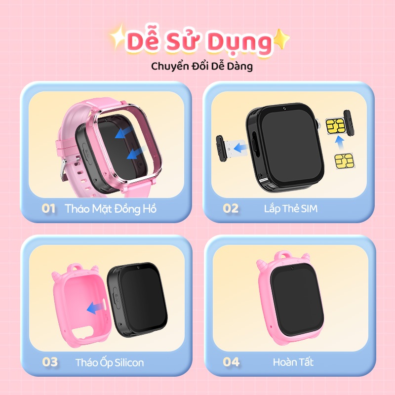 Đồng hồ thông minh trẻ em Kiumo-T59 Đồng hồ định vị chính xác LBS + GPS, SOS, Cuộc gọi Video HD | BigBuy360 - bigbuy360.vn