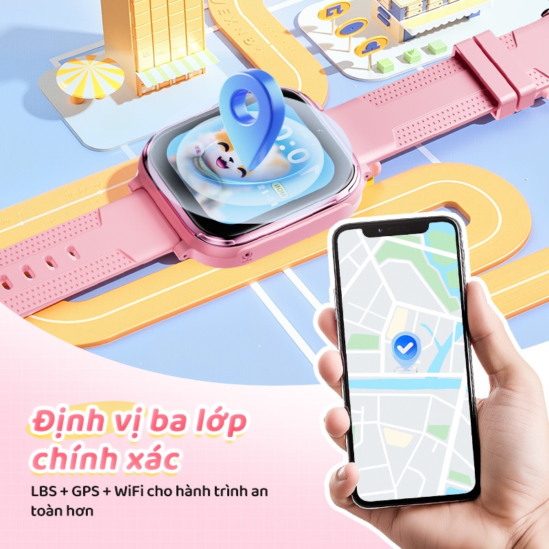 Đồng hồ thông minh trẻ em Kiumo-T59 Đồng hồ định vị chính xác LBS + GPS, SOS, Cuộc gọi Video HD | BigBuy360 - bigbuy360.vn