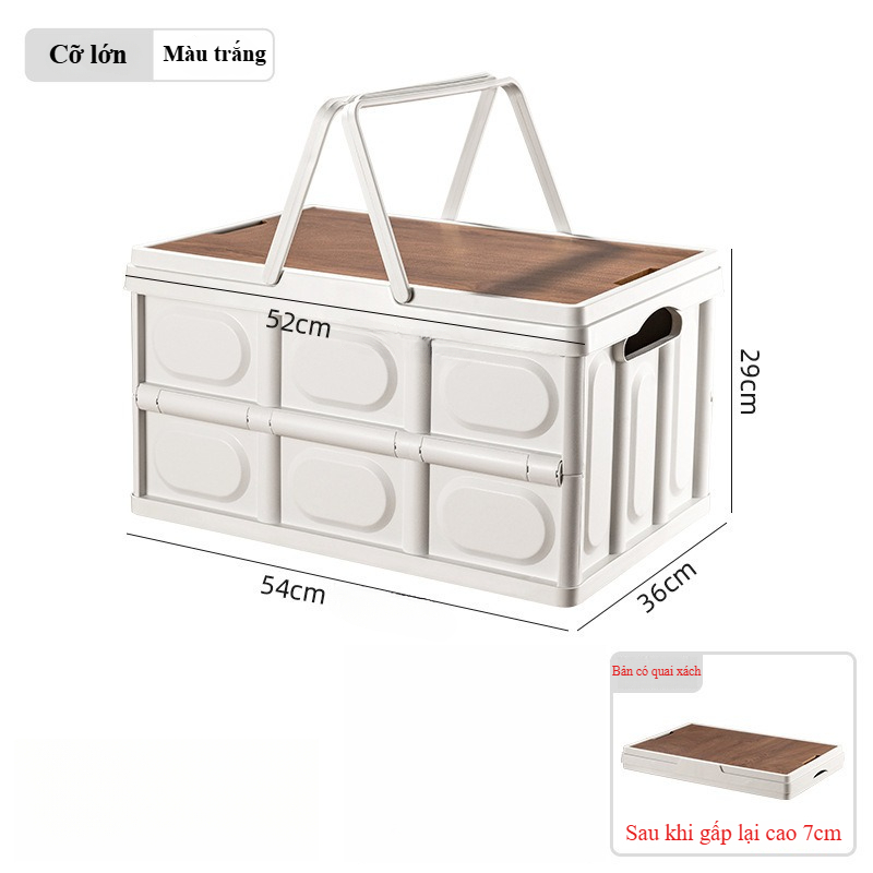 Bàn camping gấp gọn kết hợp hộp đựng đồ đa năng bằng nhựa, nắp gỗ để đi cắm trại, dã ngoại | BigBuy360 - bigbuy360.vn