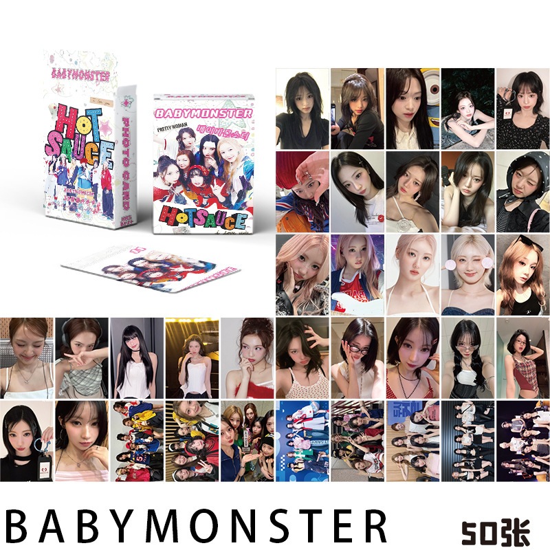 BABYMONSTER AHYEON ASA PHARITA Laser Photocard Lomo Card Bưu Thiếp 50 Cái / hộp‌