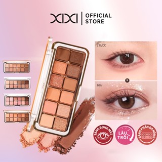  XIXI Bảng Phấn Mắt 12 Ô Tông Nâu Cam Nhũ Mịn Lên Màu Chuẩn Dễ Tán Lâu Trôi Hợp Tân Thủ D820 