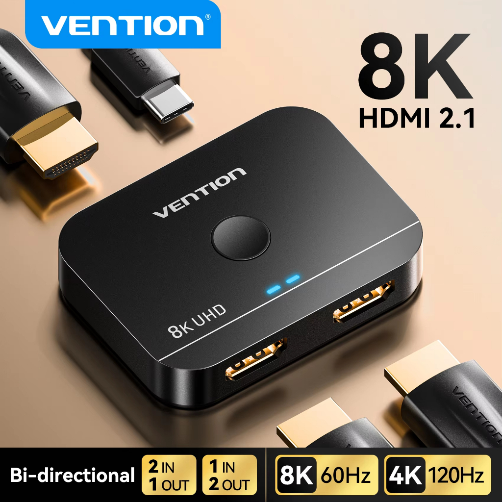 Vention HDMI 2.1 Switcher 8K 60Hz 4K120Hz Bi-Direction 2 trong 1 ra cho TV Xiaomi Xbox PS5 4 Màn hìn
