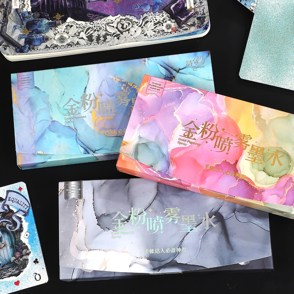 Mực phun JianWu - 6 cái / bộ, Xịt lấp lánh vàng