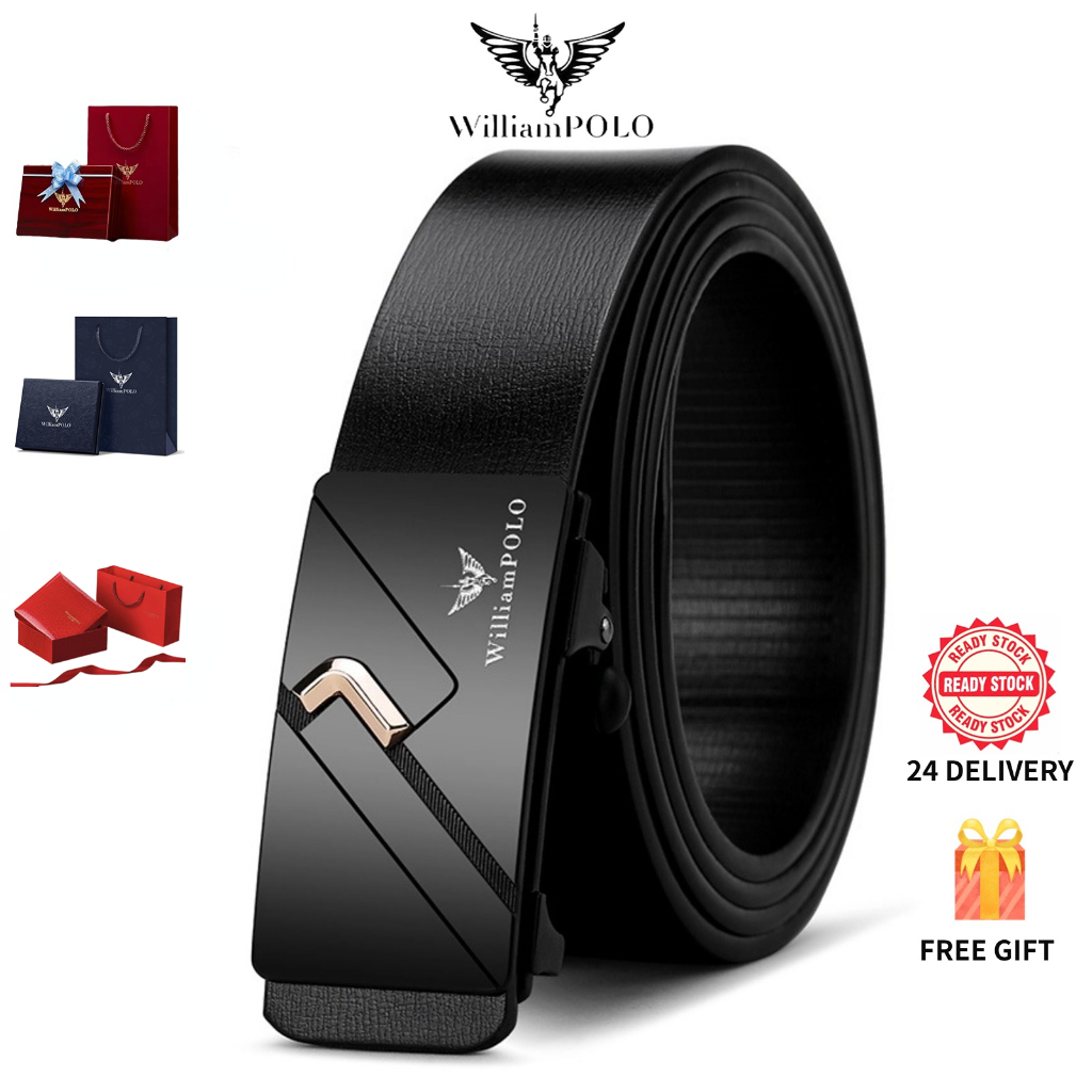Thắt lưng nam WilliamPOLO Da bò Thắt lưng khóa tự động dành cho doanh nhân Thắt lưng Men's Belt Cowh