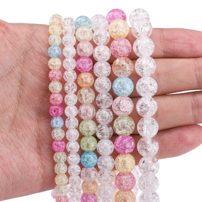 Beadia 39cm Thủy Tinh Pha Lê Màu Hỗn Hợp và Hạt Tròn Trắng cho DIY