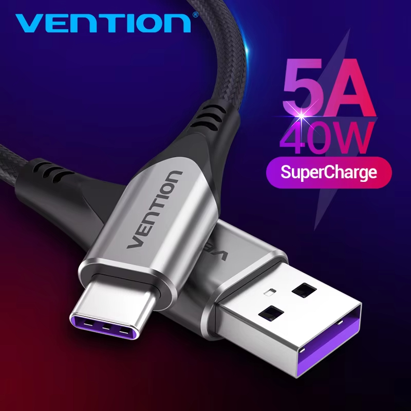Cáp Vention 5A Type C Cáp Sạc Nhanh USB C Điện Thoại Di Động Cáp USB Type-C 3A
