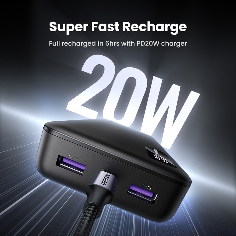 [CCC Certified]Sạc dự phòng UGREEN 20000mAh 20W 3 cổng, 10000mAh 2 cổng, sạc nhanh SCP22.5W tối đa, tương thích với | BigBuy360 - bigbuy360.vn