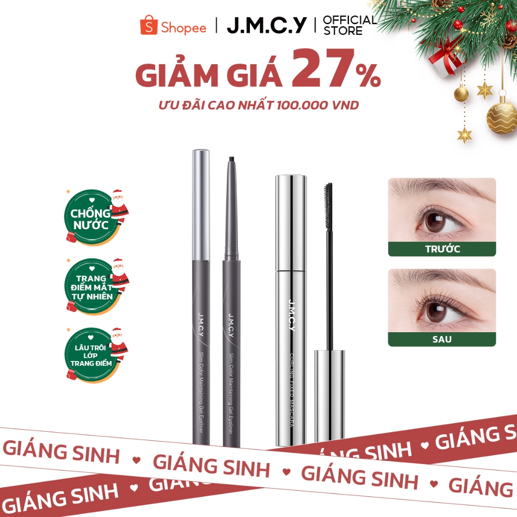 [Sử dụng cả ngày]  JMCY Mascara cong mi lâu trôi + Gel kẻ mắt lâu trôi chống thấm nước và không bị l