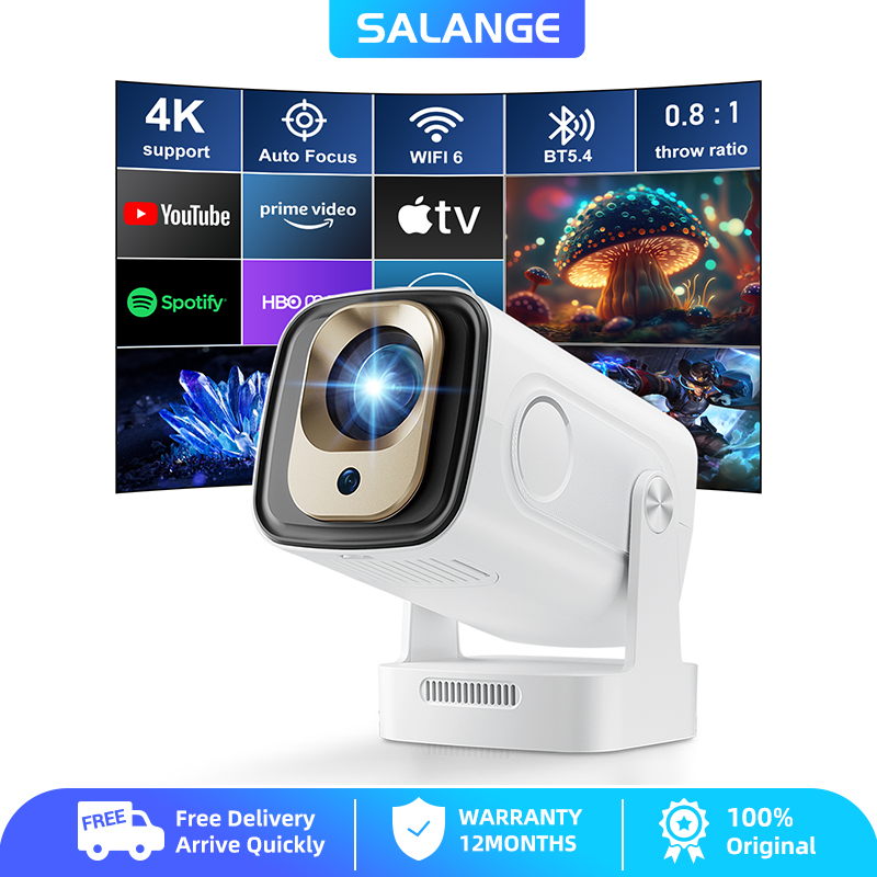Máy chiếu thông minh Salange HY260Pro Lấy nét tự động 4K, Máy chiếu di động Native 1080P Android 11 