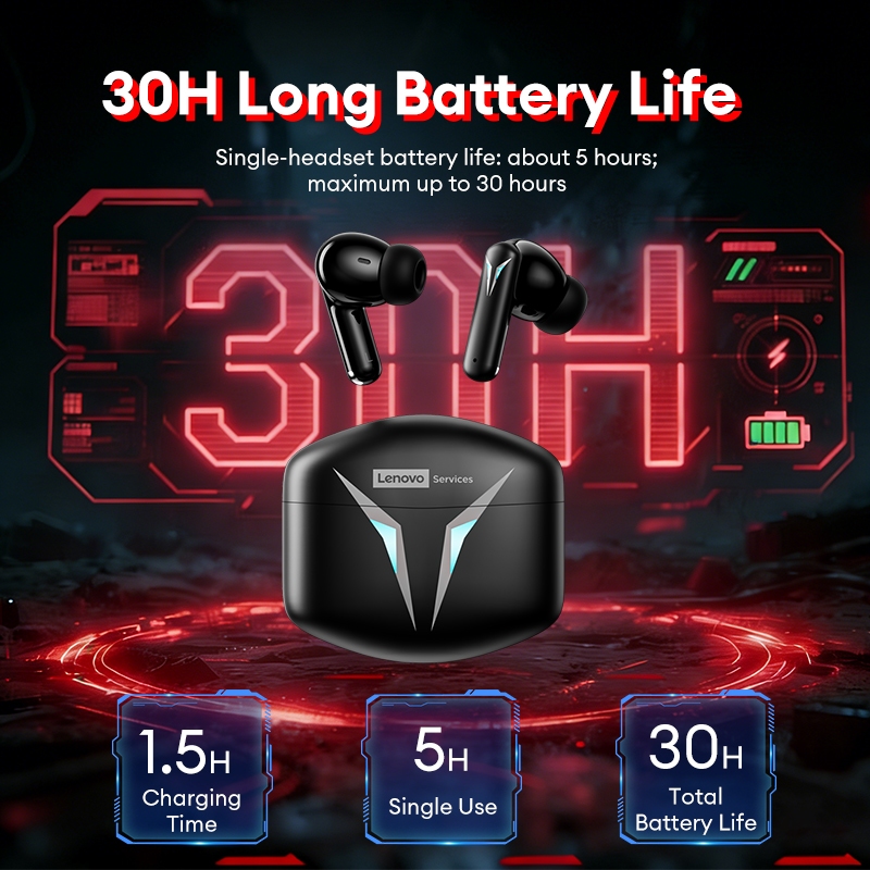 Tai nghe Bluetooth Lenovo GT102 và Tai nghe chơi game không dây với độ trễ thấp 0,05s và định vị âm thanh cộng với pin 30H | BigBuy360 - bigbuy360.vn