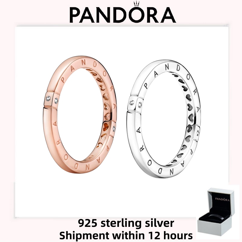 Nhẫn Pandora Logo & Trái Tim Bạc S925 Chính Hãng
