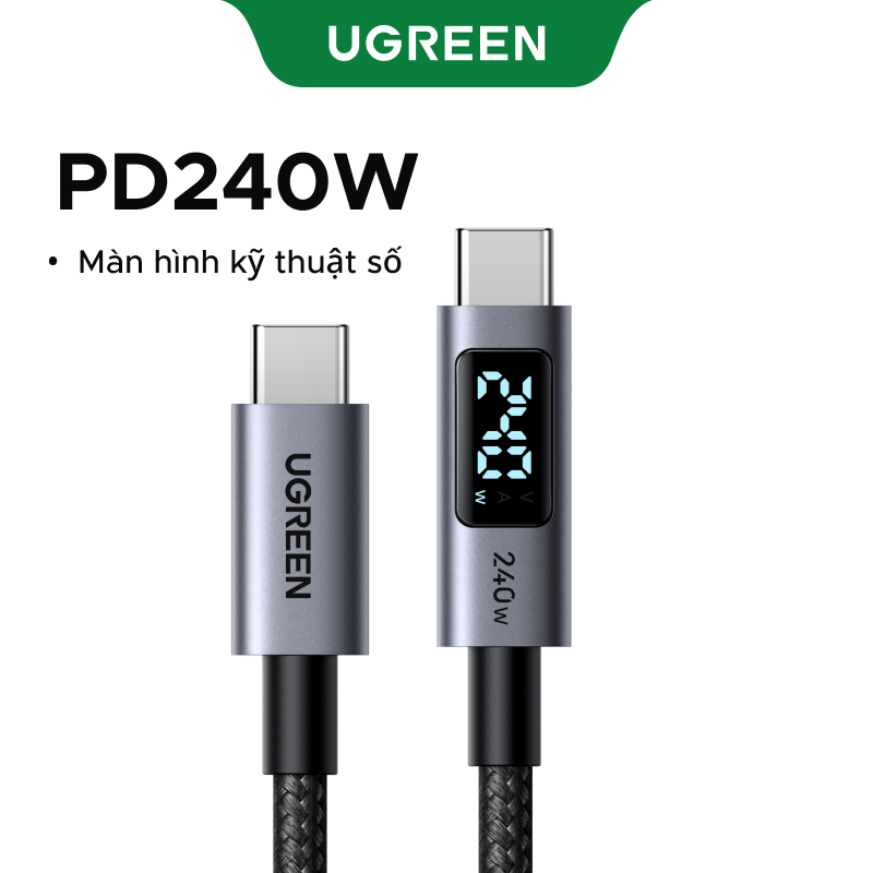 】Cáp sạc nhanh UGREEN USB-C to USB-C Công suất 240W Chuẩn chip E-Maker Màn…